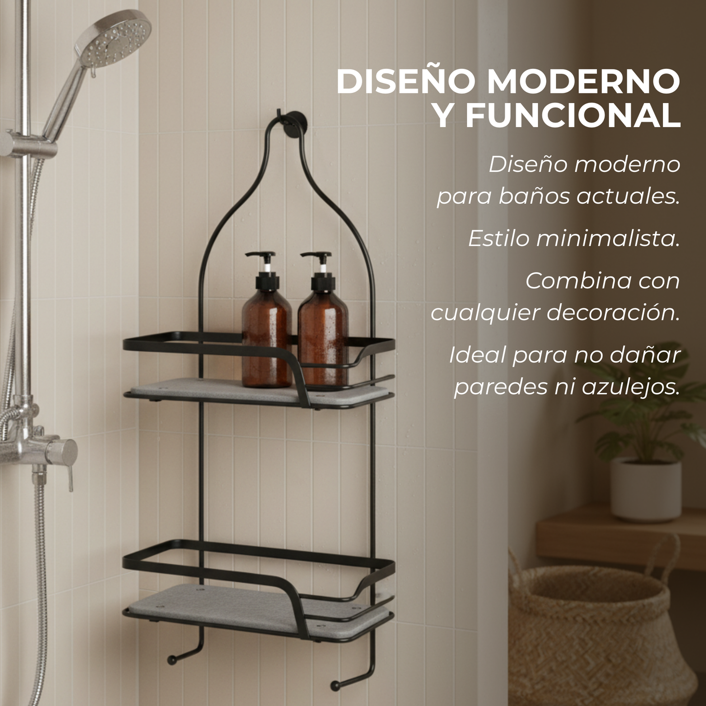 Mafi Home® | Organizador de Ducha Doble con Base de Diatomita
